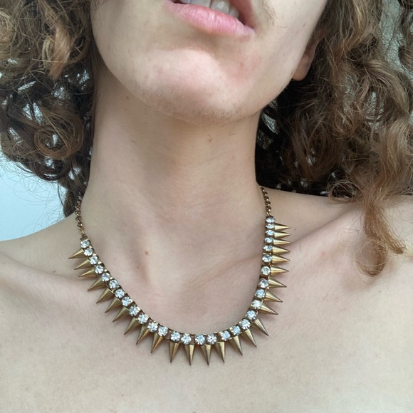 Gold Spike Studded Necklace - Picture 1 of 2